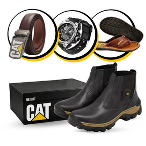 Kit Bota Adventure Masculina de Couro Legitimo + 3 BRINDES: Cinto, Relógio e Chinelo