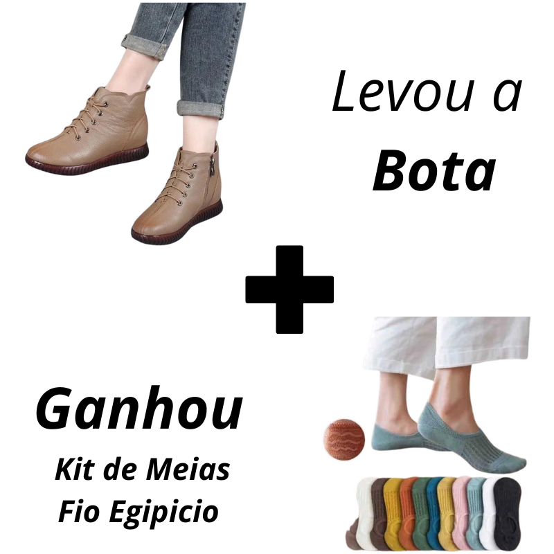 Bota Feminina Casual Loren - Brinde Kit Meia Feminina de Algodão Egipicio [ 5 PARES ]