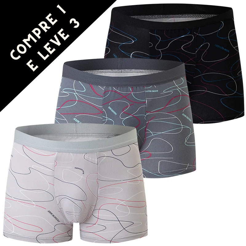 Cueca Boxers Respirável Life - Kit 3 Peças